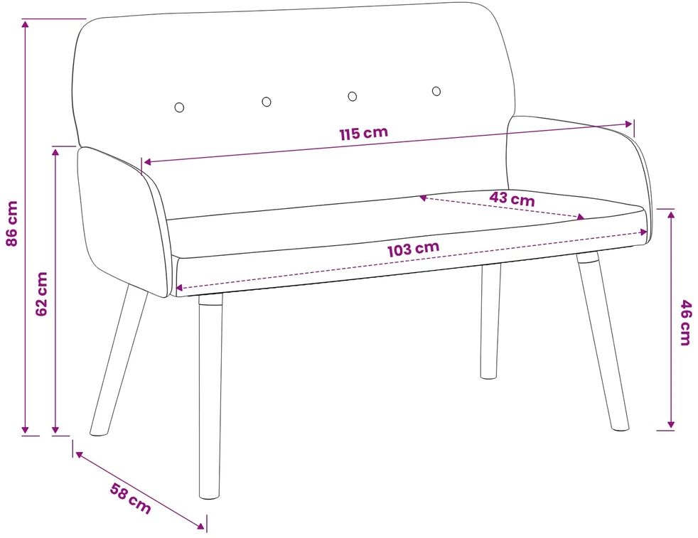 Dvivietė sofa su medžio masyvo kojelėmis Rožinė Bouclé