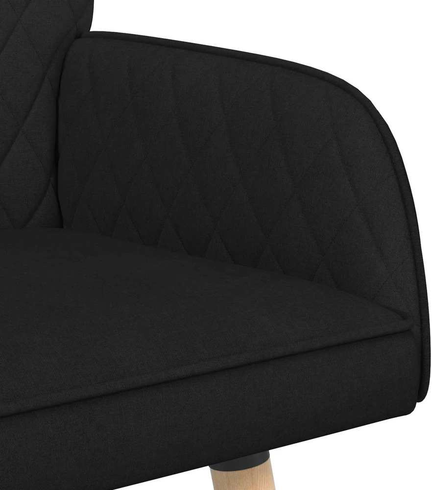 Dvivietė sofa su medžio masyvo kojelėmis 2 vietos Juoda