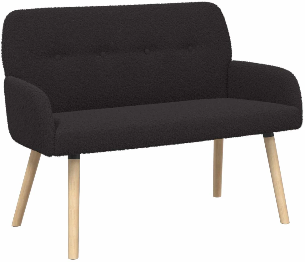 Dvivietė sofa su medžio masyvo kojelėmis Juoda Bouclé