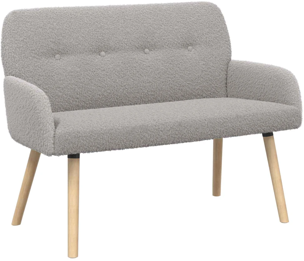 Dvivietė sofa su medžio masyvo kojelėmis Šviesiai pilka Bouclé