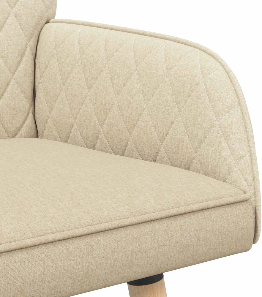 Dvivietė sofa su medžio masyvo kojelėmis 2 vietos Kreminė