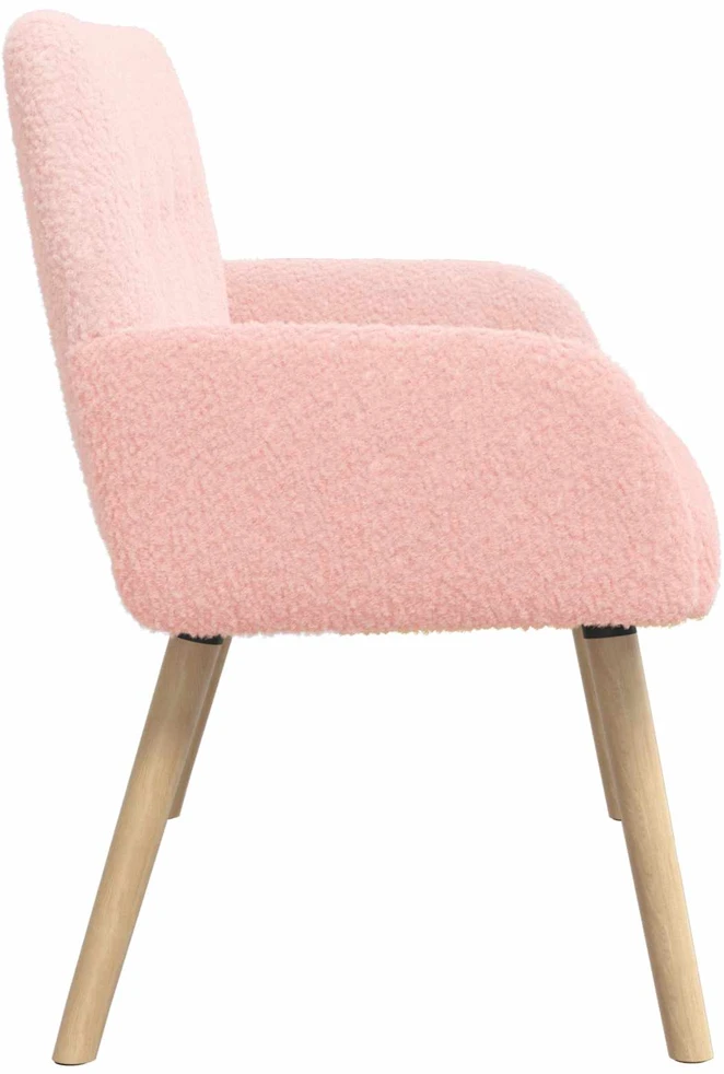 Dvivietė sofa su medžio masyvo kojelėmis Rožinė Bouclé