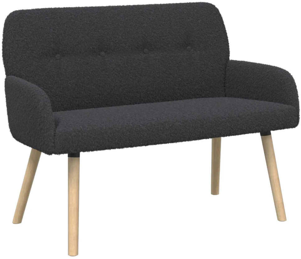 Dvivietė sofa su medžio masyvo kojelėmis Tamsiai pilka Bouclé