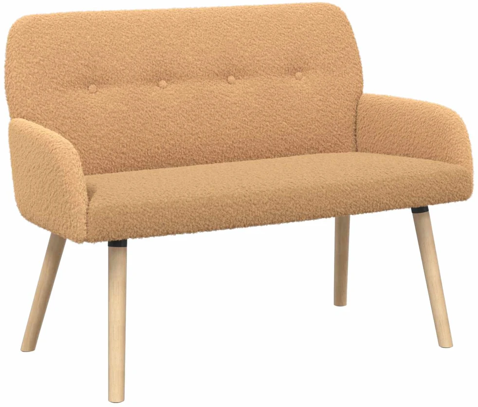 Dvivietė sofa su medžio masyvo kojelėmis Smėlio Bouclé