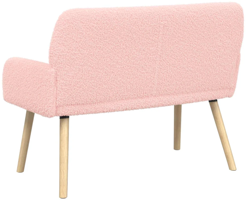 Dvivietė sofa su medžio masyvo kojelėmis Rožinė Bouclé