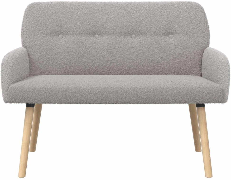 Dvivietė sofa su medžio masyvo kojelėmis Šviesiai pilka Bouclé
