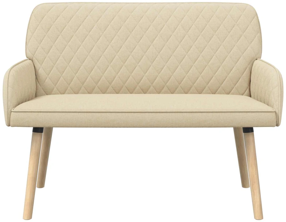 Dvivietė sofa su medžio masyvo kojelėmis 2 vietos Kreminė