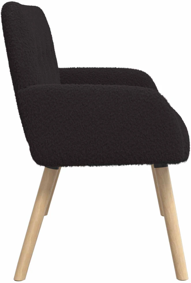 Dvivietė sofa su medžio masyvo kojelėmis Juoda Bouclé