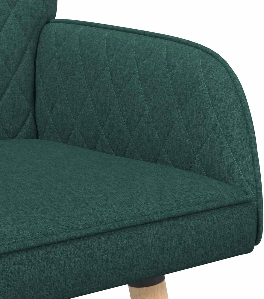 Dvivietė sofa su medžio masyvo kojelėmis 2 vietos Tamsiai žalia