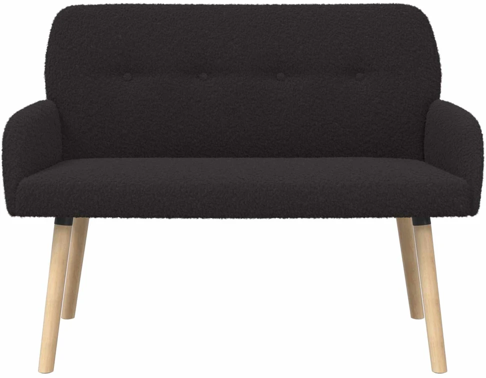 Dvivietė sofa su medžio masyvo kojelėmis Juoda Bouclé