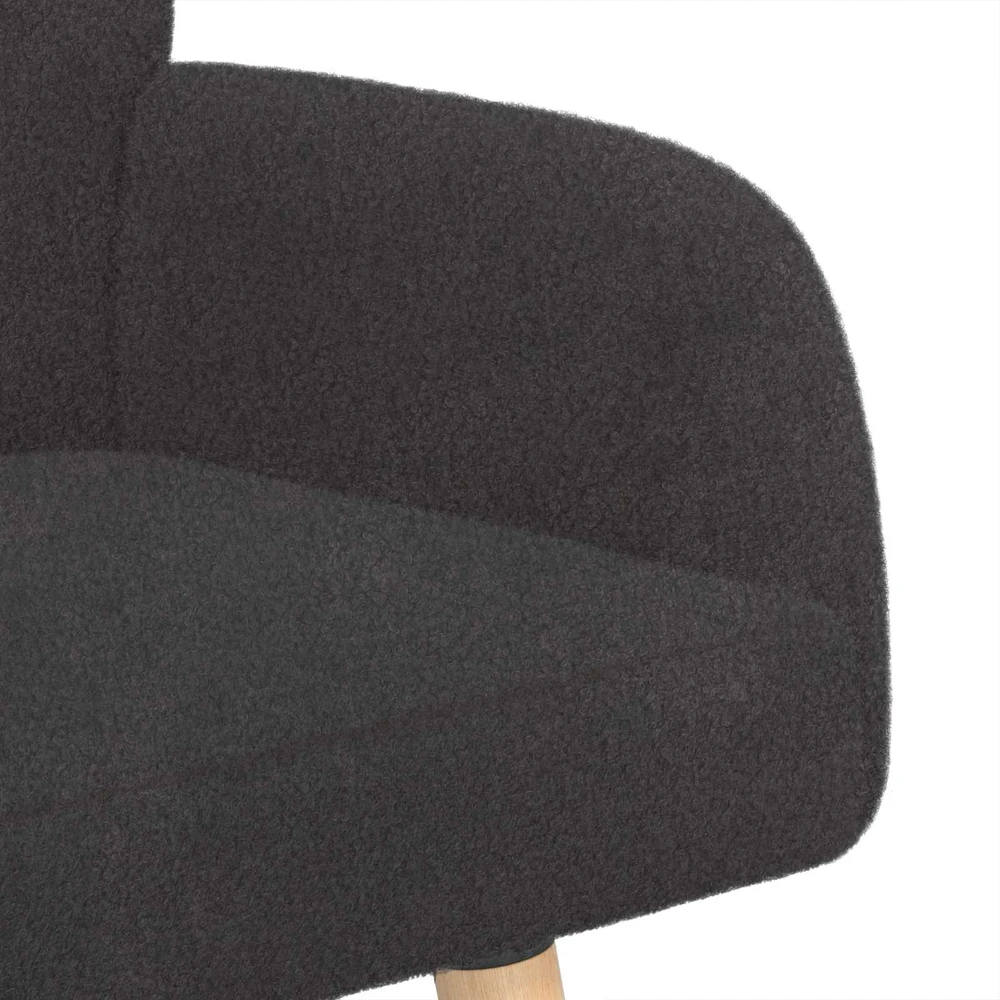 Dvivietė sofa su medžio masyvo kojelėmis Tamsiai pilka Bouclé