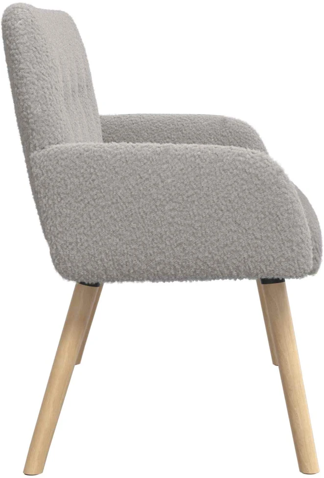 Dvivietė sofa su medžio masyvo kojelėmis Šviesiai pilka Bouclé