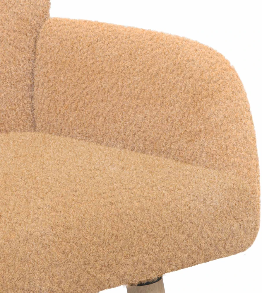 Dvivietė sofa su medžio masyvo kojelėmis Smėlio Bouclé