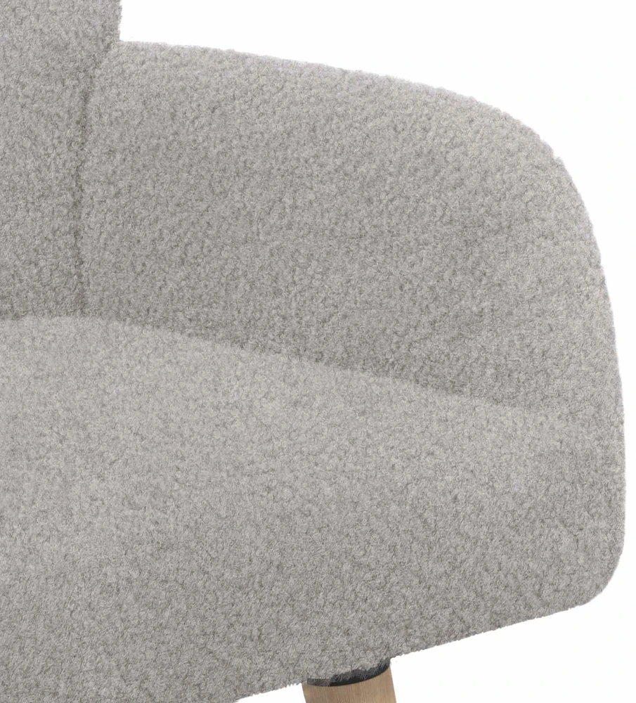 Dvivietė sofa su medžio masyvo kojelėmis Šviesiai pilka Bouclé