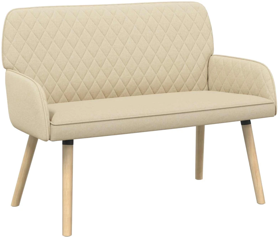 Dvivietė sofa su medžio masyvo kojelėmis 2 vietos Kreminė