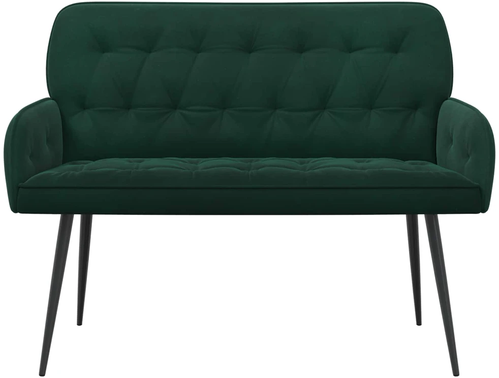 Dvivietė sofa su metalinėmis kojelėmis 2 vietos Tamsiai žalia