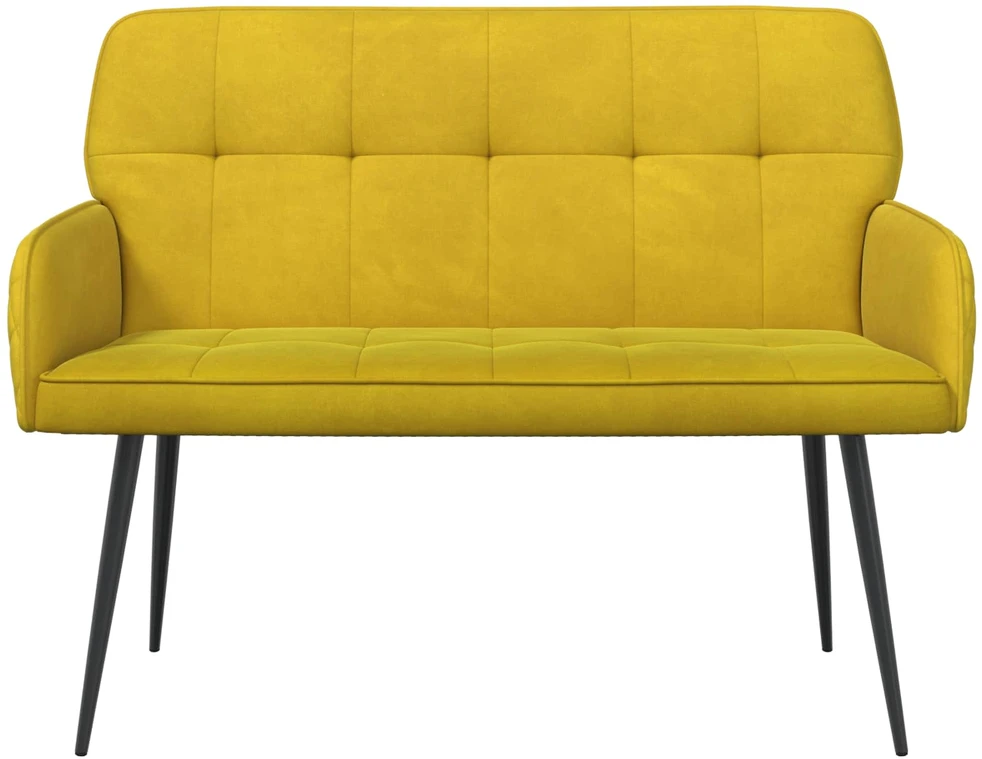 Dvivietė sofa su metalinėmis kojelėmis 2 vietos Geltona Aksomas
