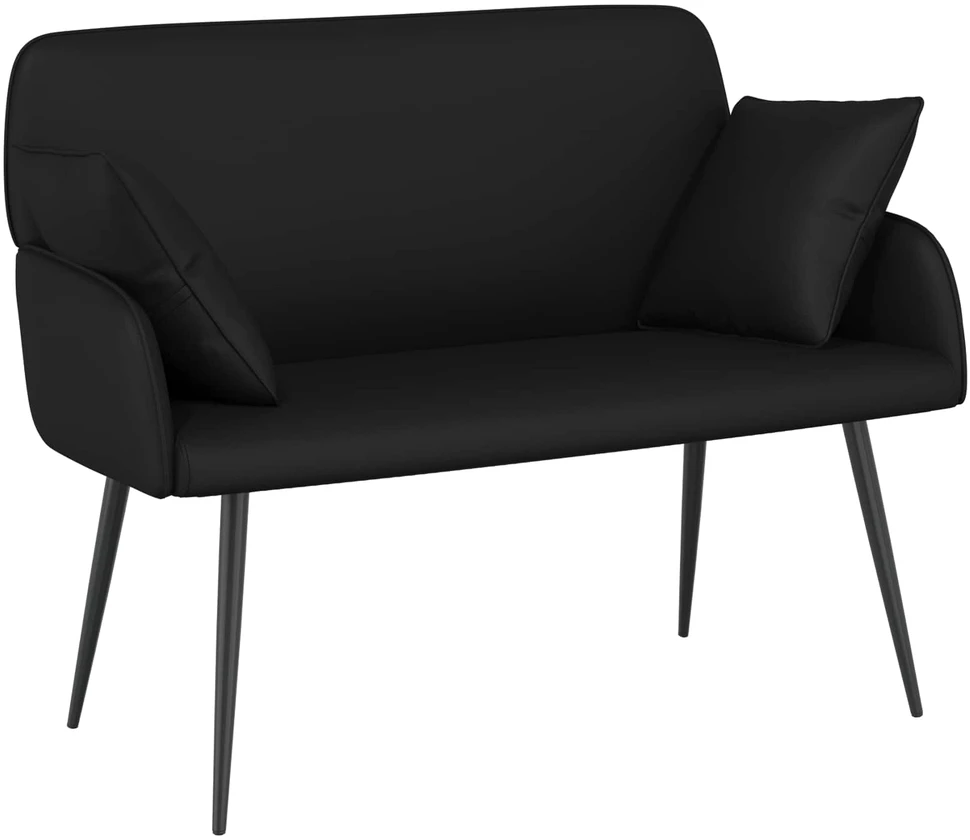 Dvivietė sofa su metalinėmis kojelėmis 2 vietos Juoda