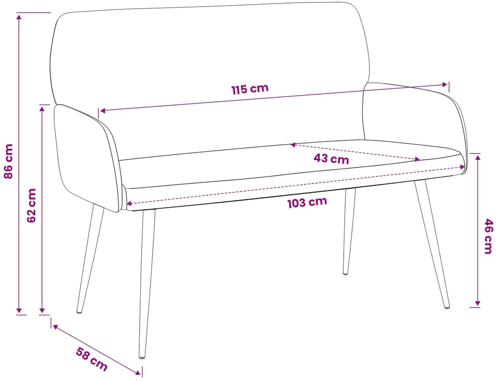 Dvivietė sofa su metalinėmis kojelėmis 2 vietos Oranžinė