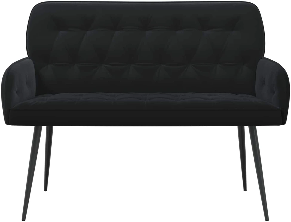 Dvivietė sofa su metalinėmis kojelėmis 2 vietos Juoda Aksomas