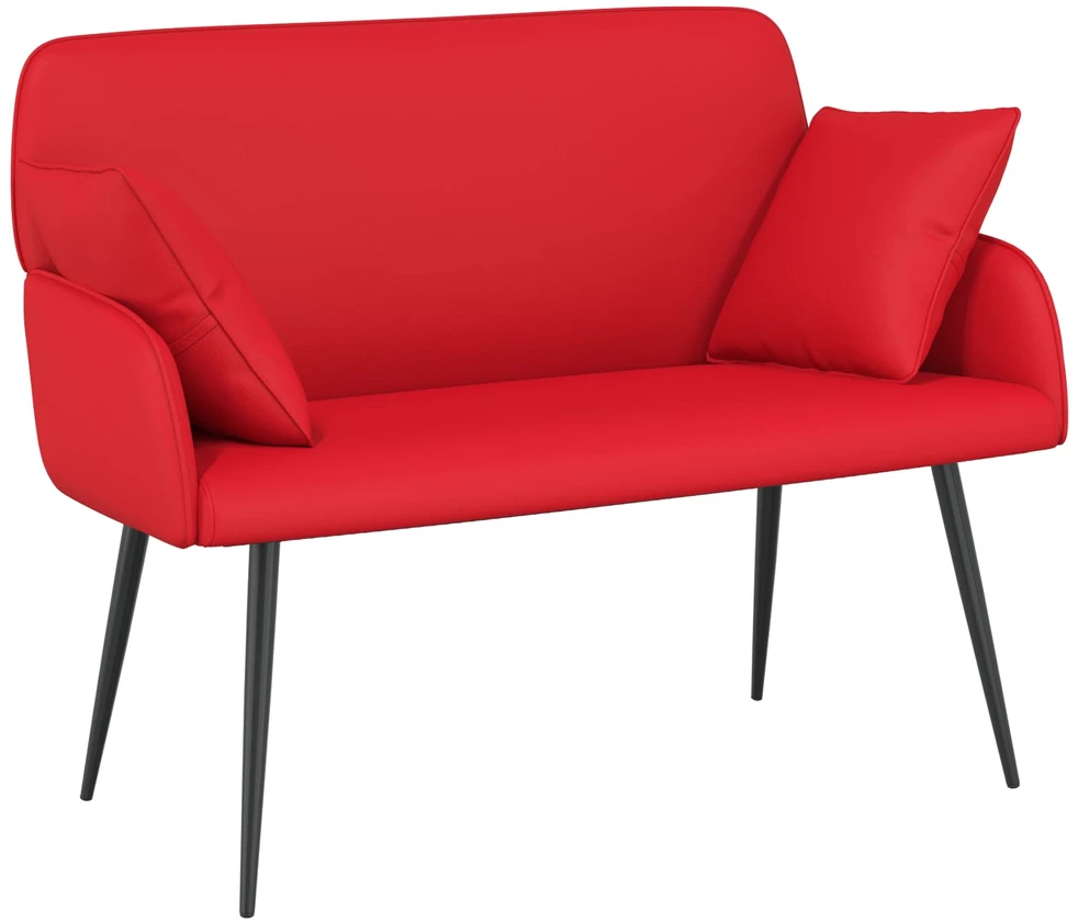 Dvivietė sofa su metalinėmis kojelėmis 2 vietos Raudona