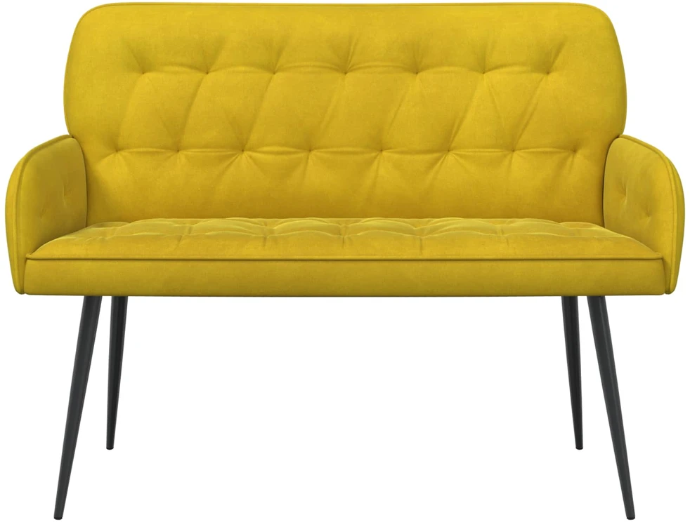 Dvivietė sofa su metalinėmis kojelėmis 2 vietos Geltona Aksomas