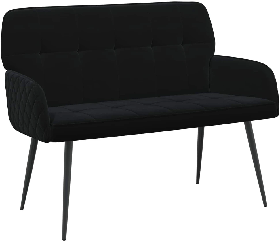 Dvivietė sofa su metalinėmis kojelėmis 2 vietos Juoda Aksomas