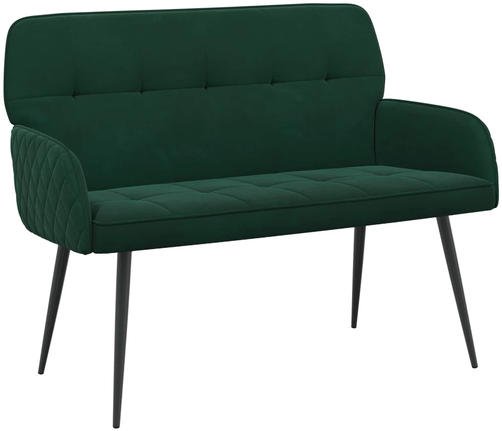 Dvivietė sofa su metalinėmis kojelėmis 2 vietos Tamsiai žalia