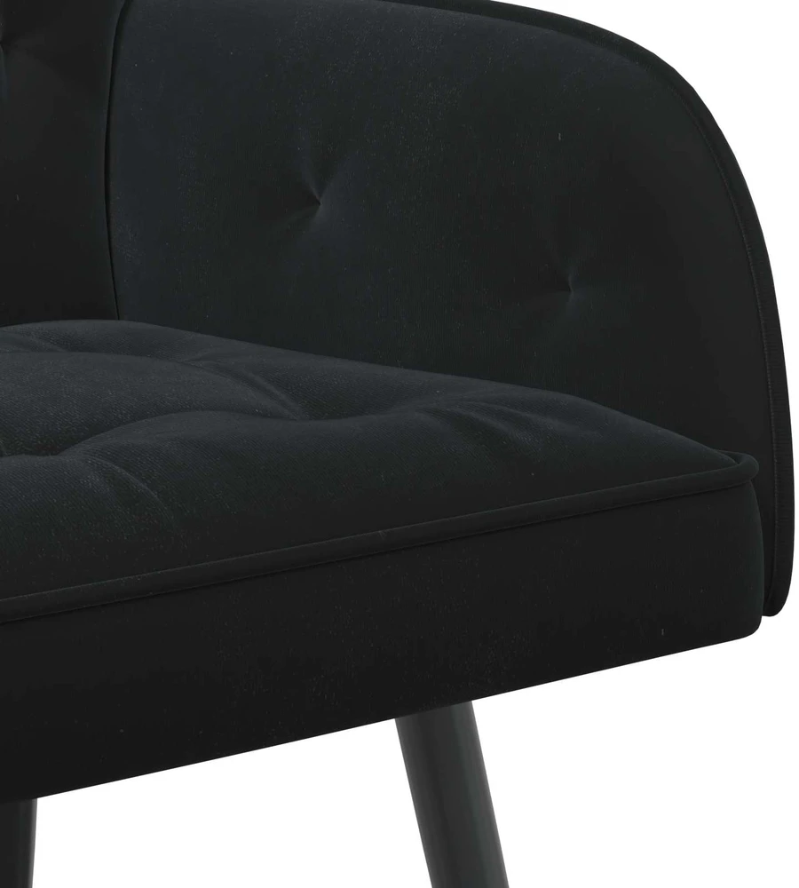 Dvivietė sofa su metalinėmis kojelėmis 2 vietos Juoda Aksomas