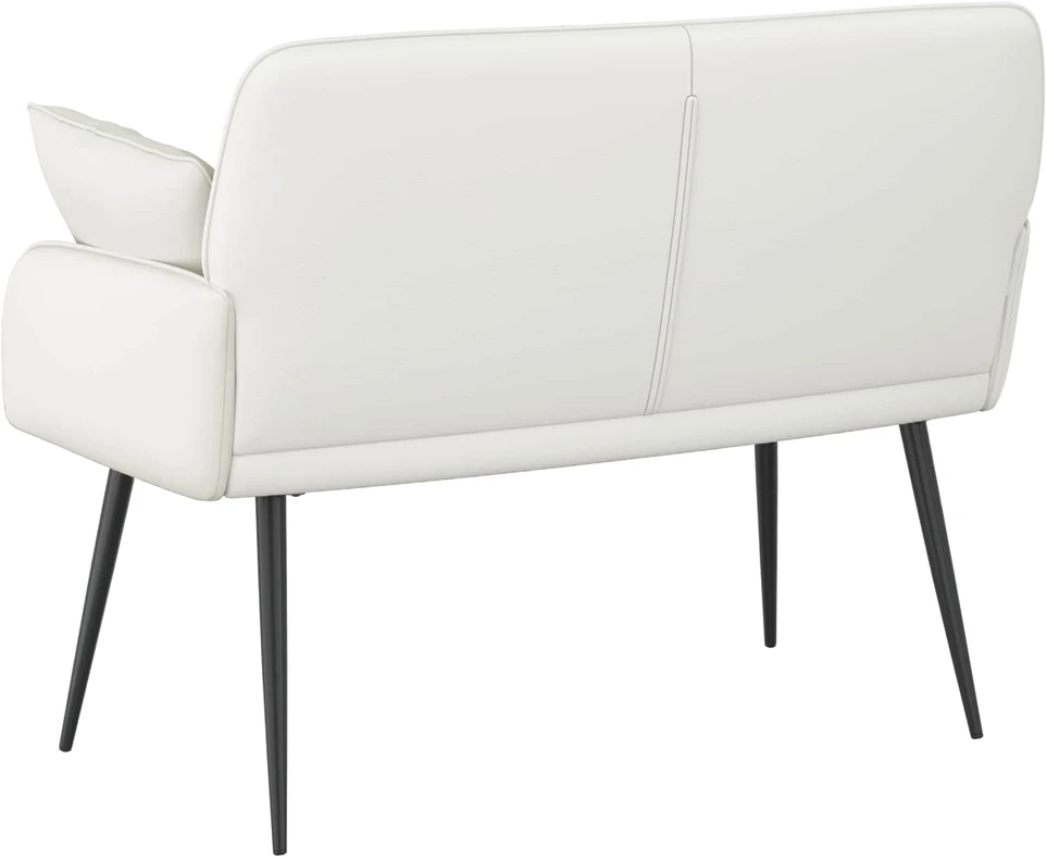 Dvivietė sofa su metalinėmis kojelėmis 2 vietos Balta