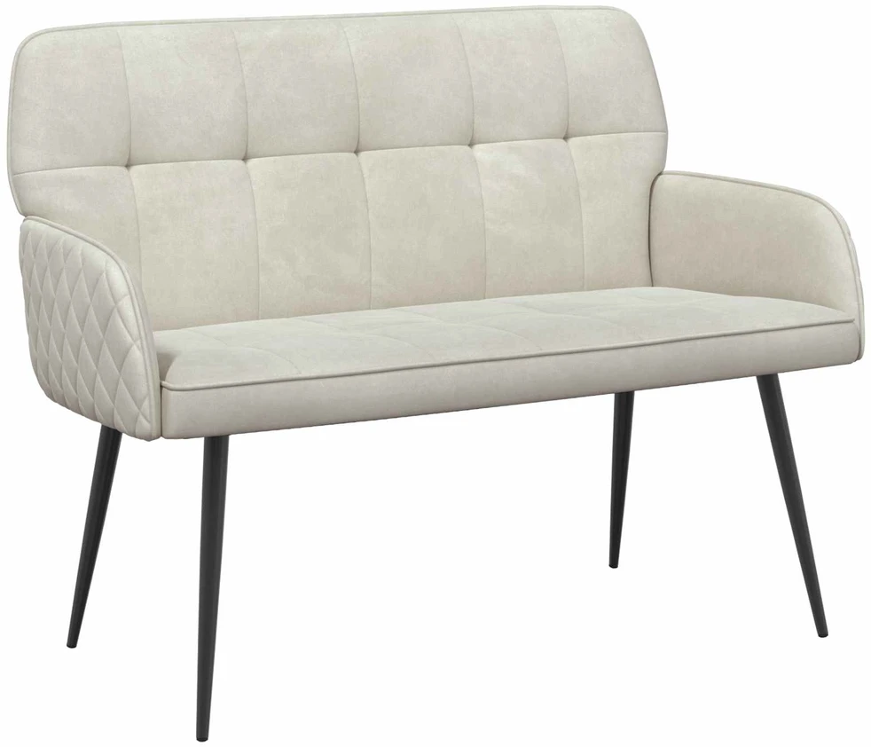 Dvivietė sofa su metalinėmis kojelėmis 2 vietos Kreminė Aksomas