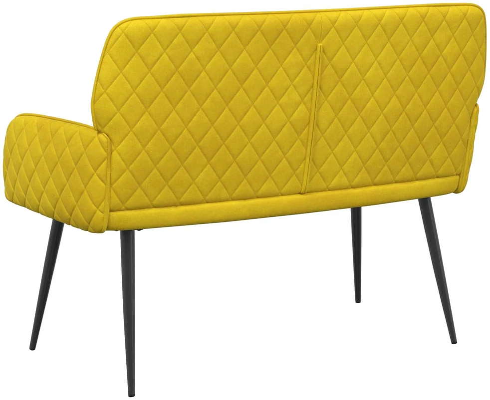 Dvivietė sofa su metalinėmis kojelėmis 2 vietos Geltona Aksomas