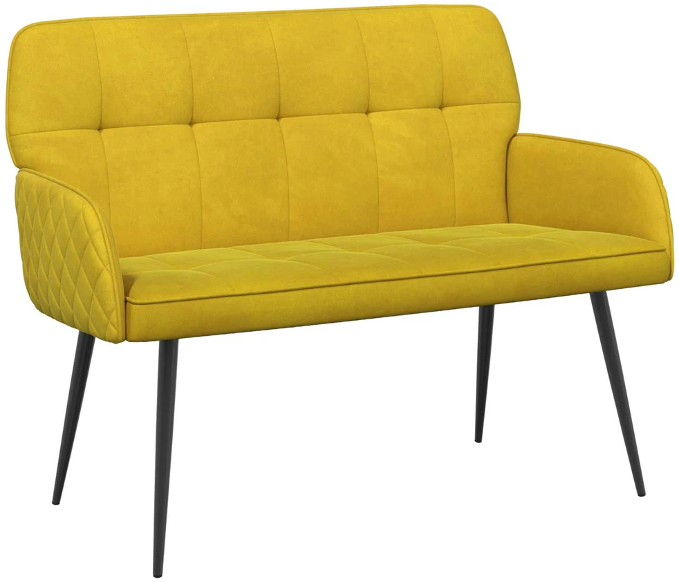 Dvivietė sofa su metalinėmis kojelėmis 2 vietos Geltona Aksomas