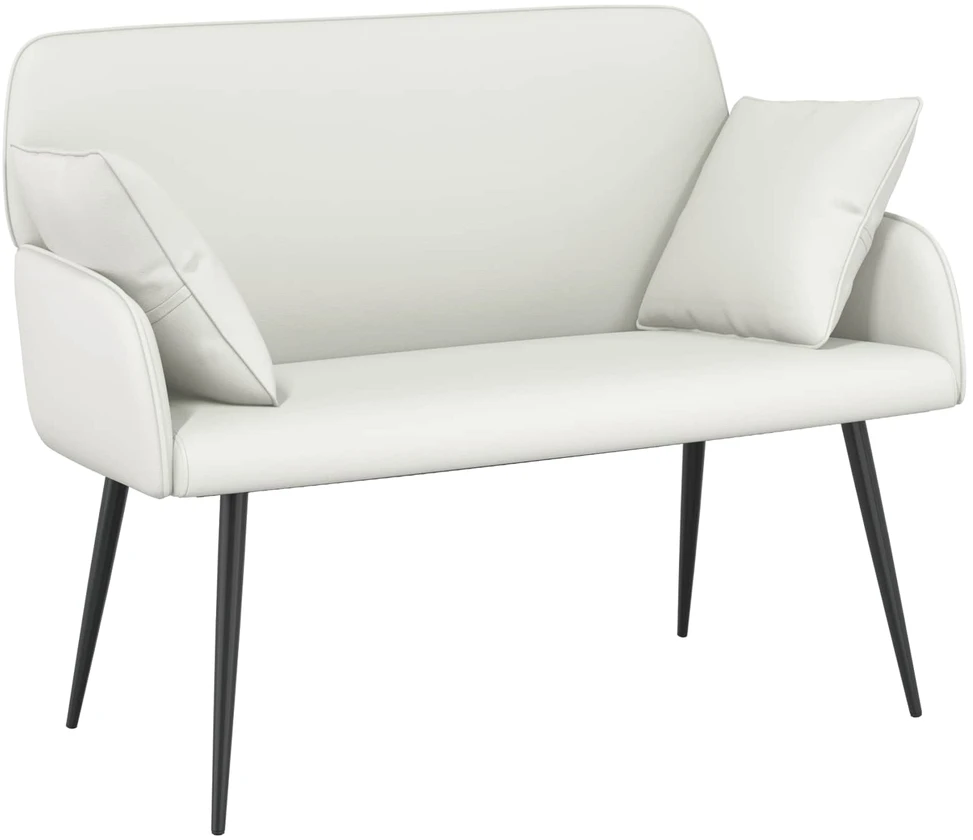 Dvivietė sofa su metalinėmis kojelėmis 2 vietos Balta