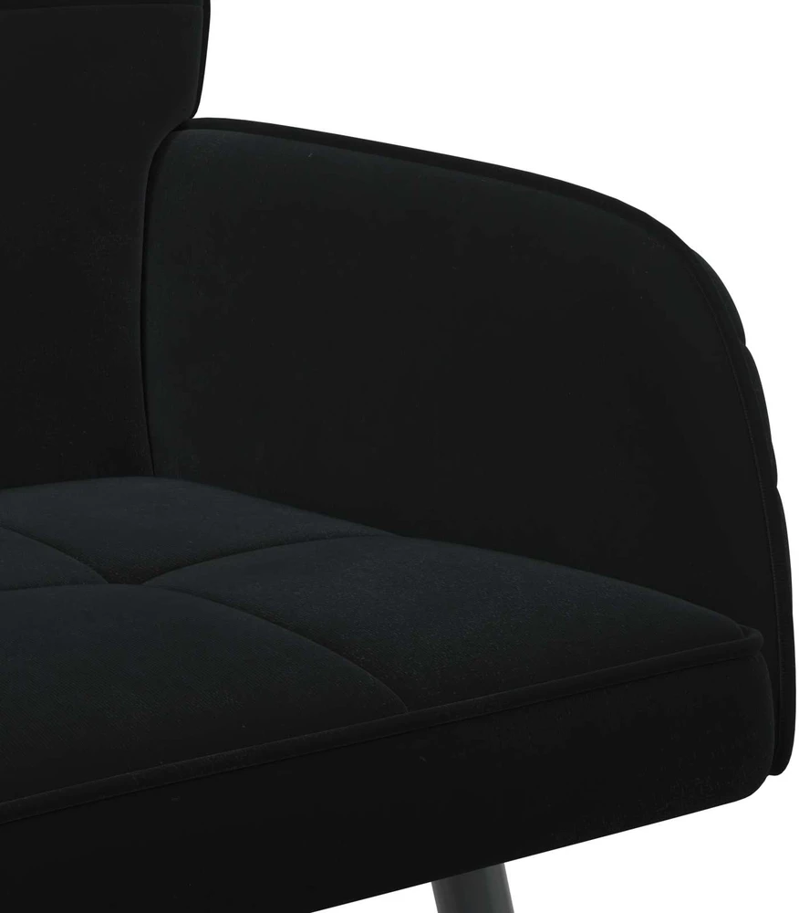 Dvivietė sofa su metalinėmis kojelėmis 2 vietos Juoda Aksomas