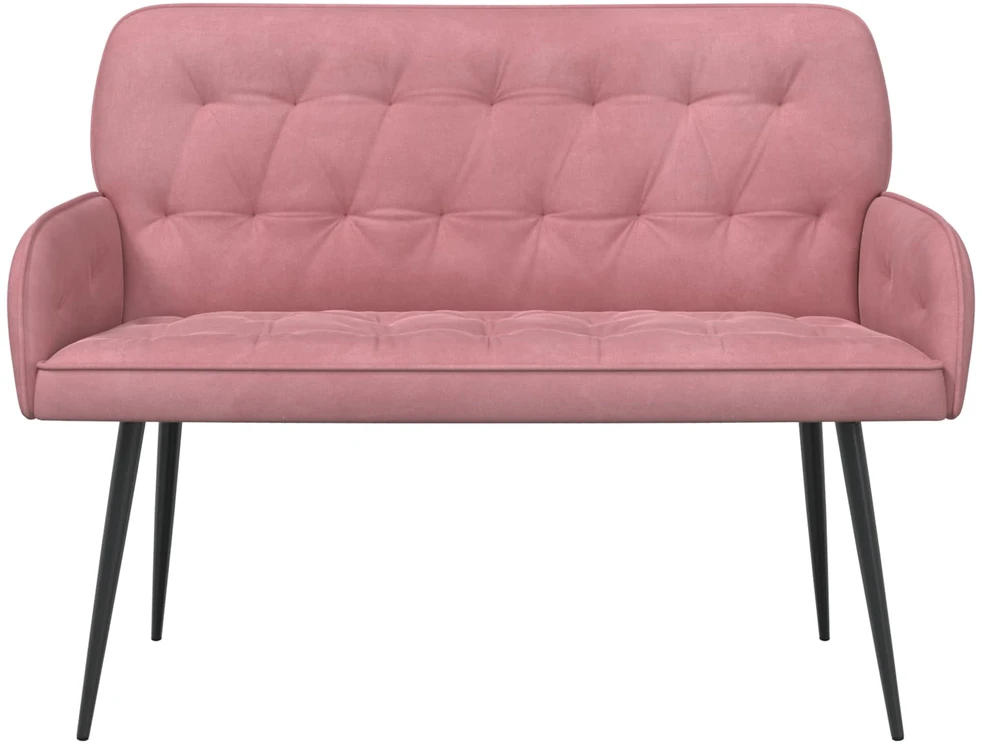 Dvivietė sofa su metalinėmis kojelėmis 2 vietos Rožinė Aksomas