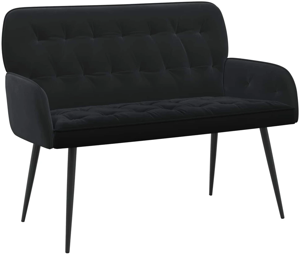 Dvivietė sofa su metalinėmis kojelėmis 2 vietos Juoda Aksomas