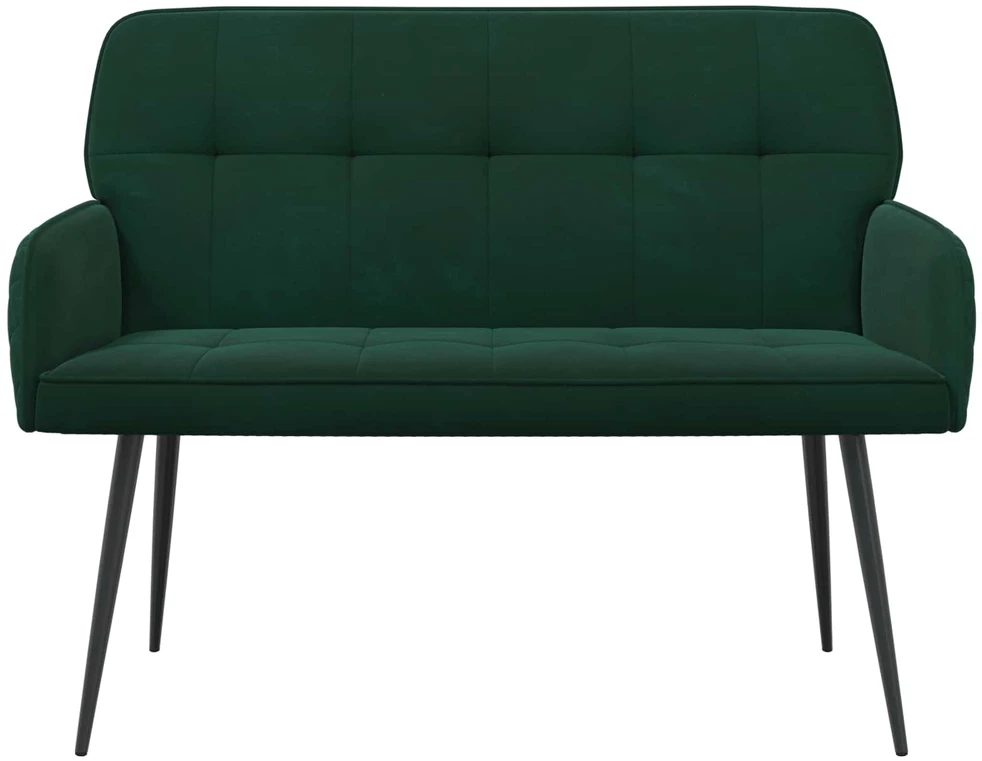 Dvivietė sofa su metalinėmis kojelėmis 2 vietos Tamsiai žalia