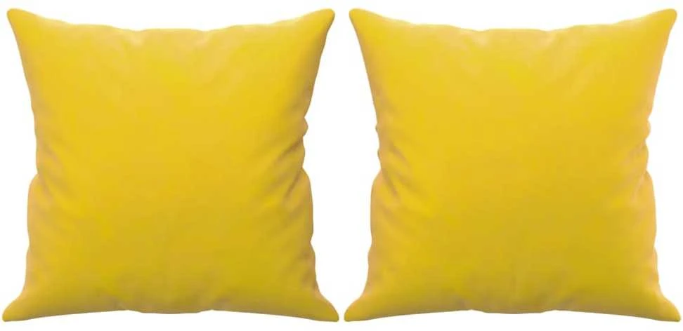 Dvivietė sofa su pagalvėlėmis, geltonos spalvos, 120cm, aksomas