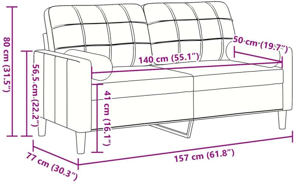 Dvivietė sofa su pagalvėlėmis, geltonos spalvos, 140cm, aksomas