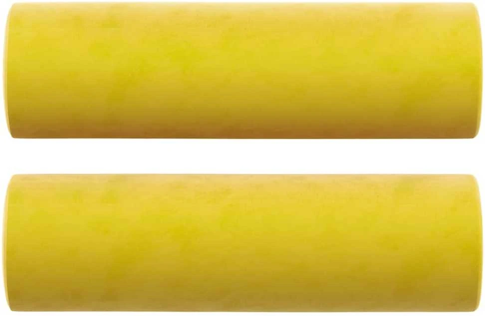 Dvivietė sofa su pagalvėlėmis, geltonos spalvos, 120cm, aksomas