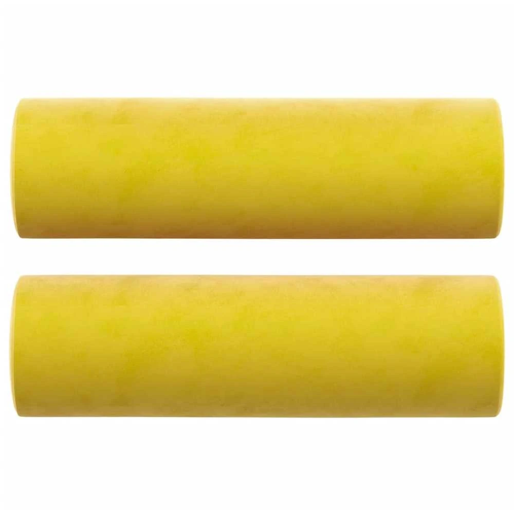 Dvivietė sofa su pagalvėlėmis, geltonos spalvos, 140cm, aksomas