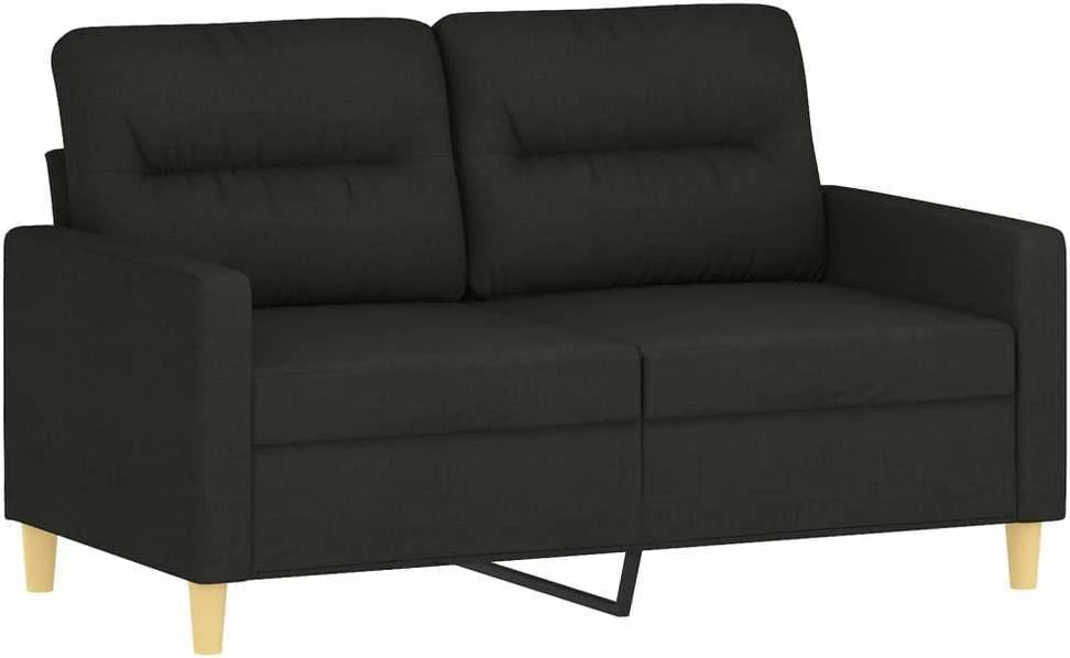 Dvivietė sofa su pagalvėlėmis, juodos spalvos, 120cm, audinys