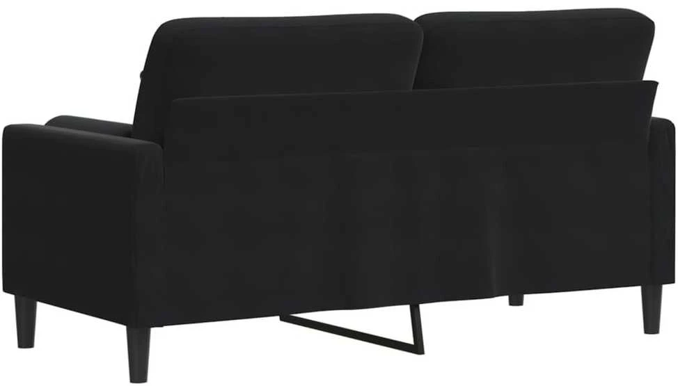Dvivietė sofa su pagalvėlėmis, juodos spalvos, 140cm, aksomas