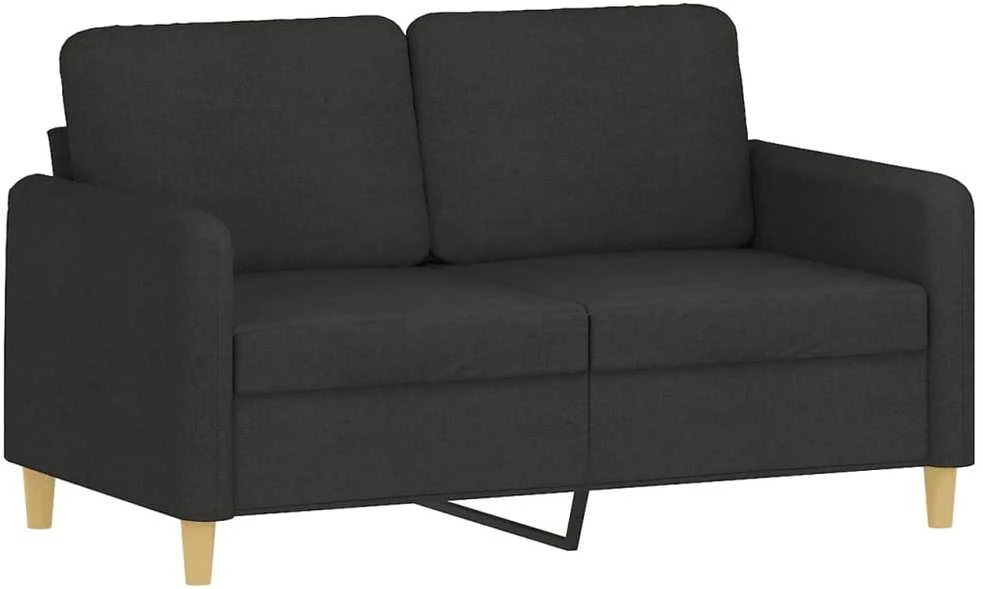 Dvivietė sofa su pagalvėlėmis, juodos spalvos, 120cm, audinys