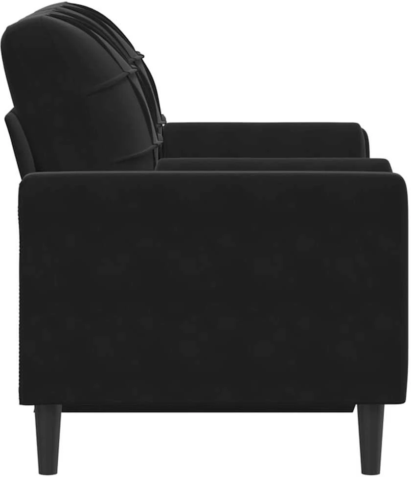 Dvivietė sofa su pagalvėlėmis, juodos spalvos, 120cm, aksomas