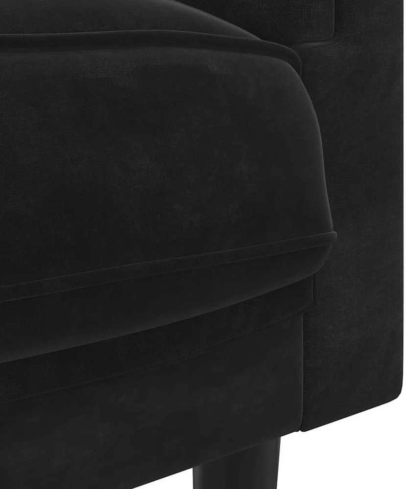 Dvivietė sofa su pagalvėlėmis, juodos spalvos, aksomas