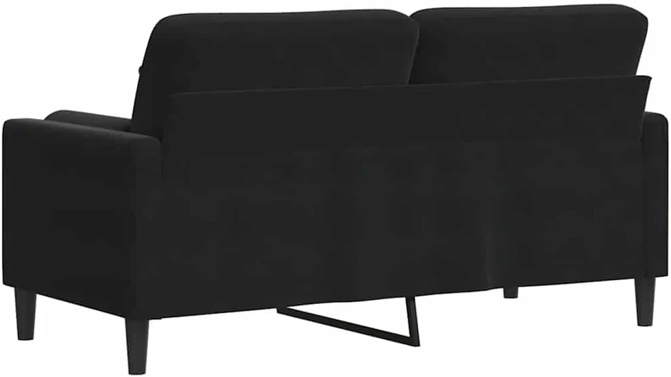 Dvivietė sofa su pagalvėlėmis, juodos spalvos, 140cm, aksomas