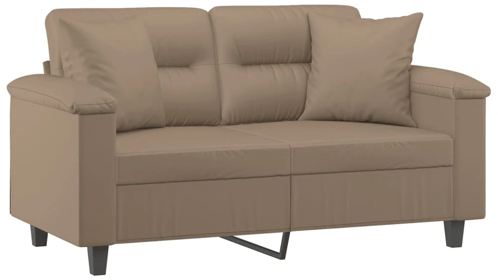 Dvivietė sofa su pagalvėlėmis, kapučino, 120cm, dirbtinė oda
