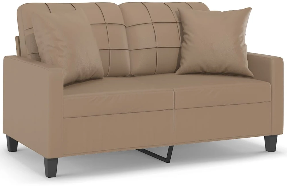 Dvivietė sofa su pagalvėlėmis, kapučino, 120cm, dirbtinė oda